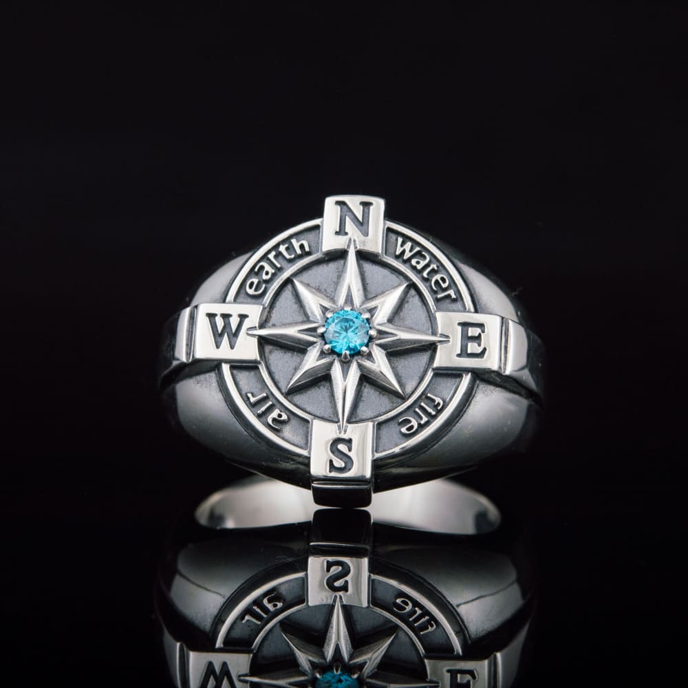 Handcrafted Elemental Compass Ring - Sterling Silver