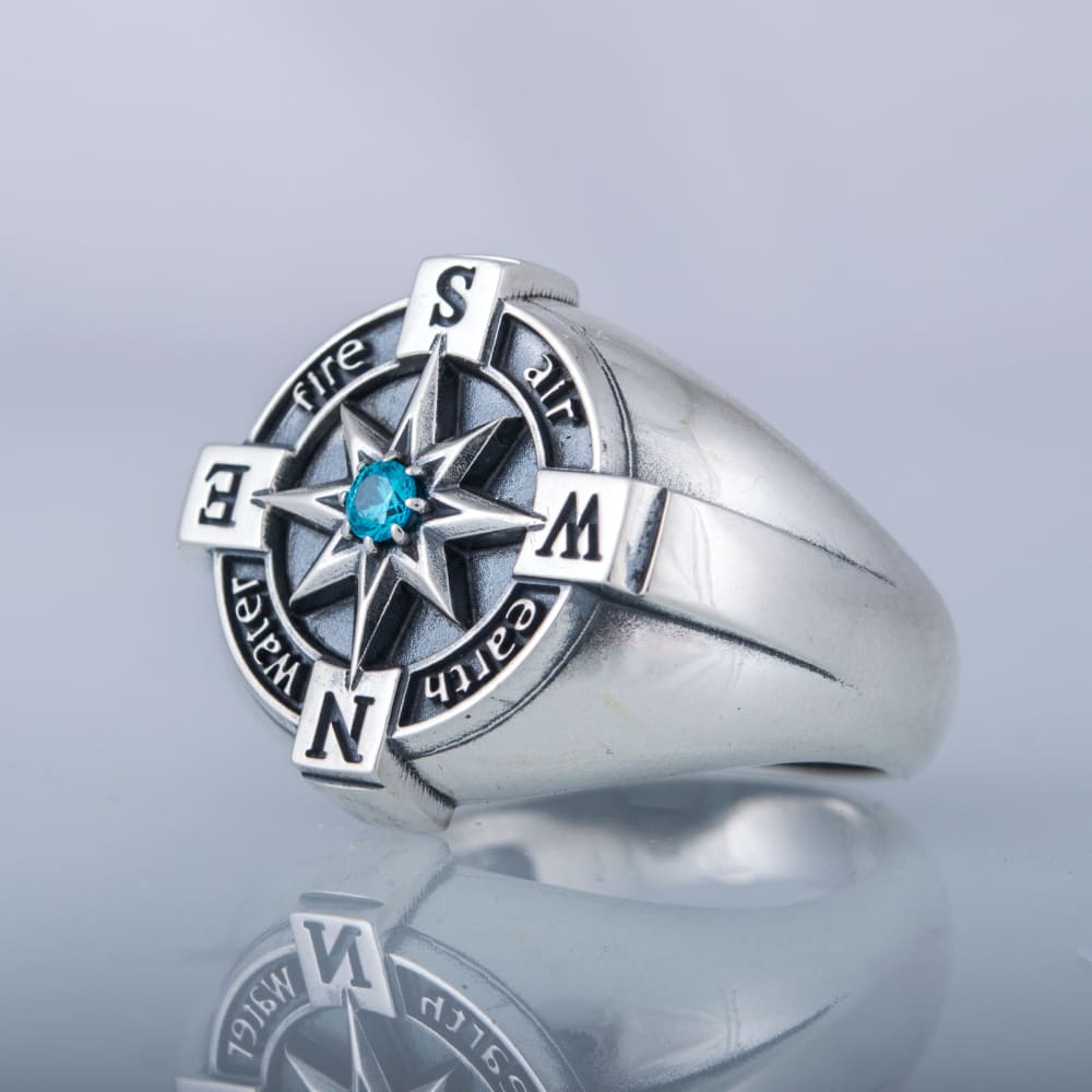 Handcrafted Elemental Compass Ring - Sterling Silver