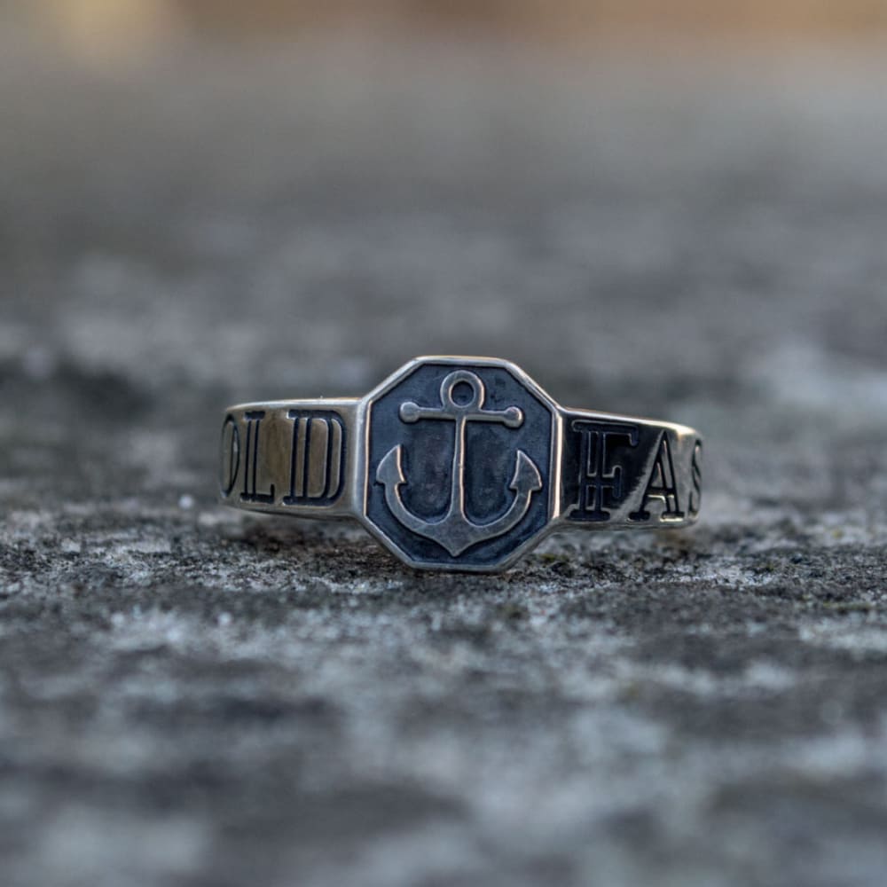 Handcrafted Hold Fast Anchor Ring - Sterling Silver