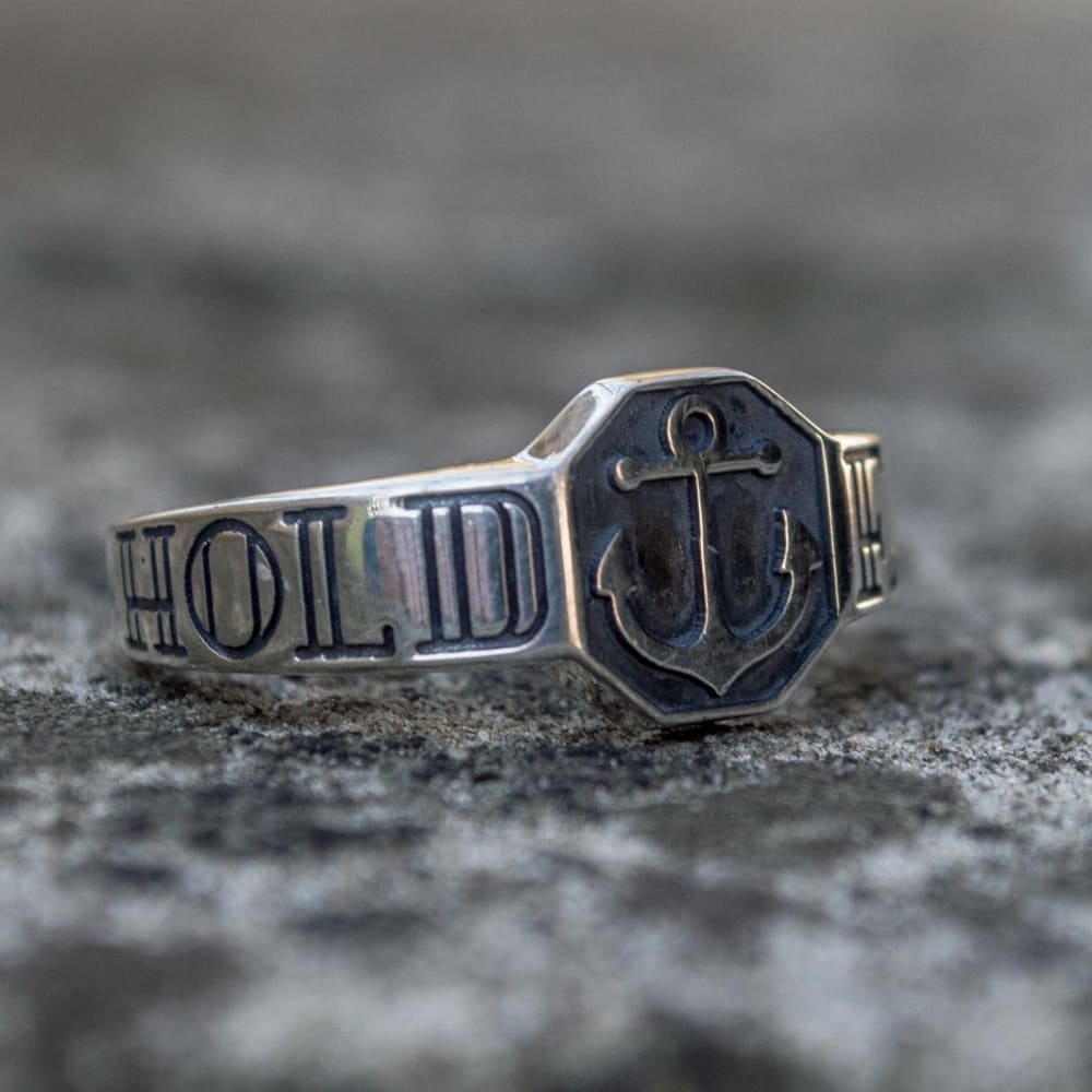 Handcrafted Hold Fast Anchor Ring - Sterling Silver