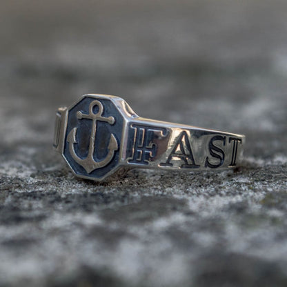 Handcrafted Hold Fast Anchor Ring - Sterling Silver