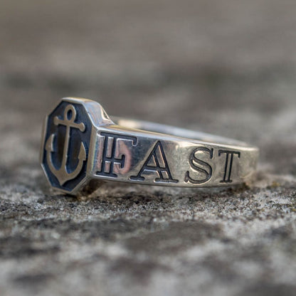 Handcrafted Hold Fast Anchor Ring - Sterling Silver