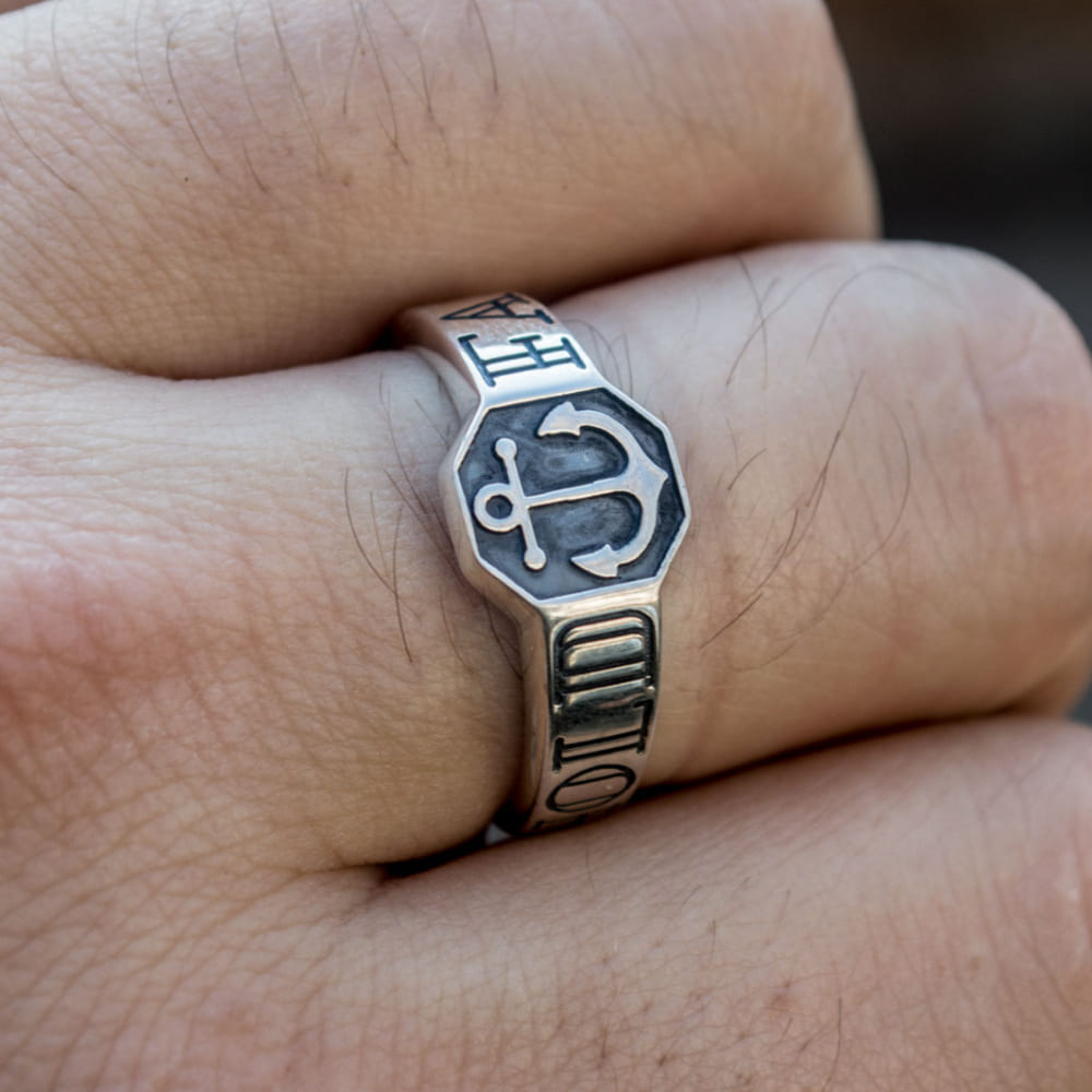 Handcrafted Hold Fast Anchor Ring - Sterling Silver