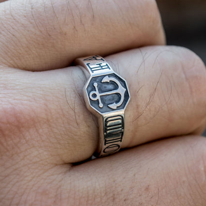 Handcrafted Hold Fast Anchor Ring - Sterling Silver