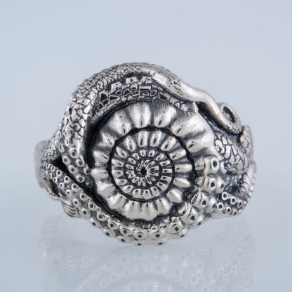 Handcrafted Deep Sea Nautilus Ring - Sterling Silver