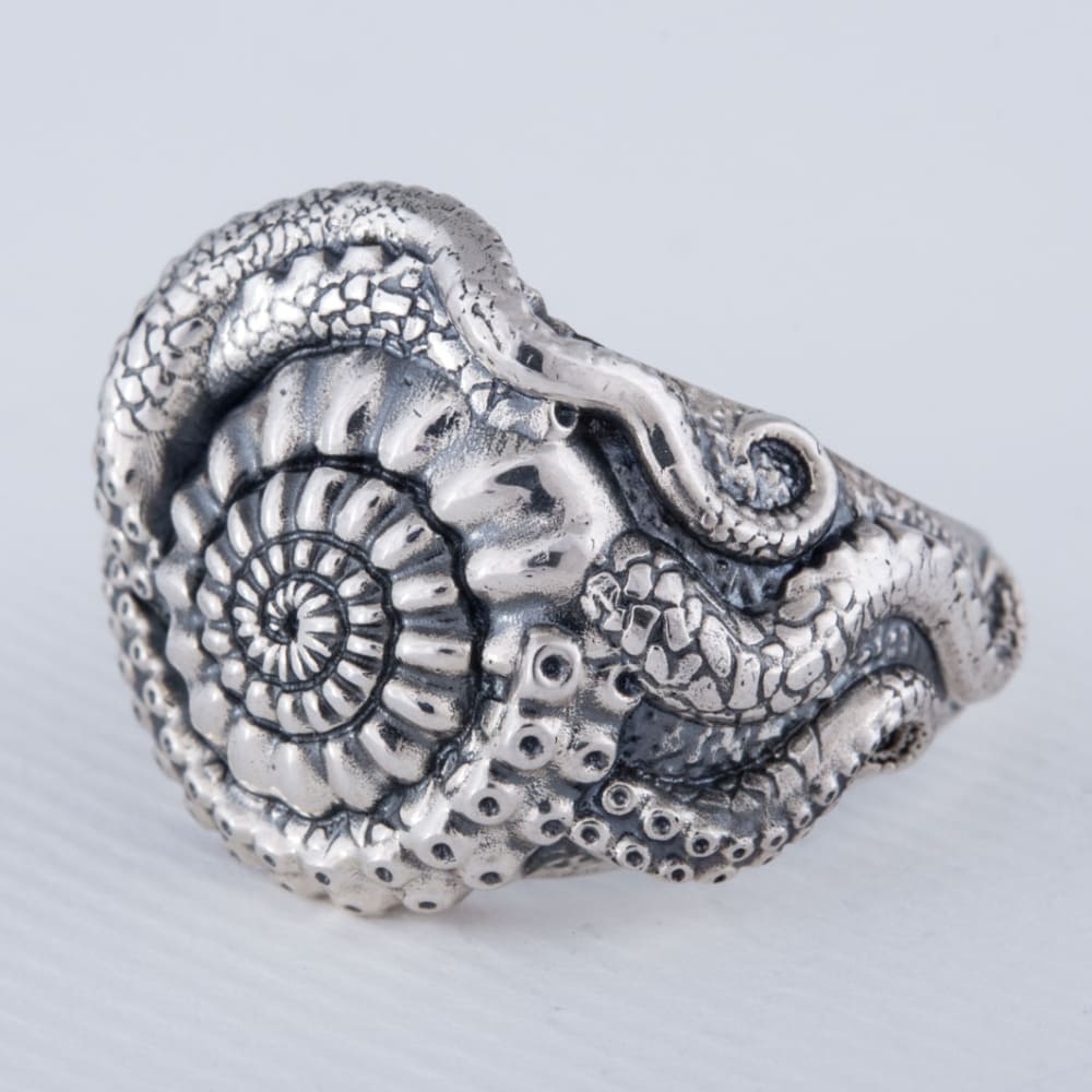 Handcrafted Deep Sea Nautilus Ring - Sterling Silver