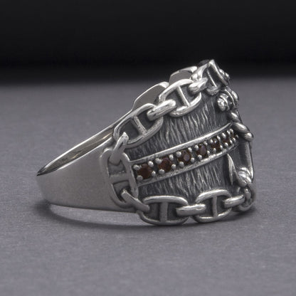 Handcrafted Lavish Anchor and Chain Ring - Sterling Silver