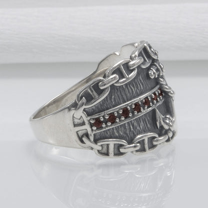Handcrafted Lavish Anchor and Chain Ring - Sterling Silver