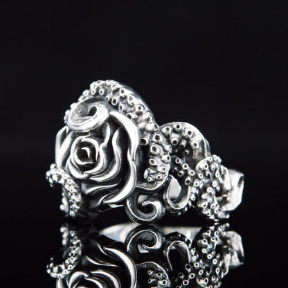 Handcrafted Eldritch Rose Ring - Sterling Silver