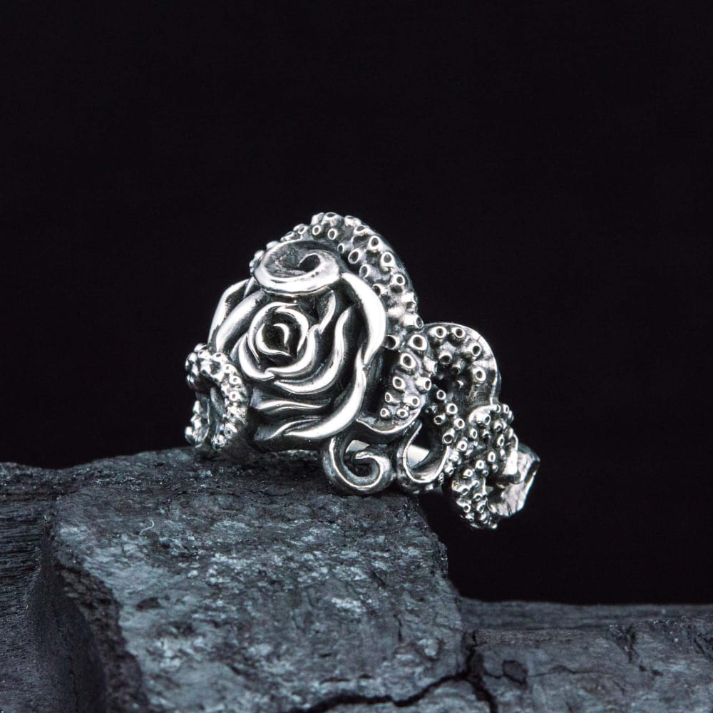 Handcrafted Eldritch Rose Ring - Sterling Silver