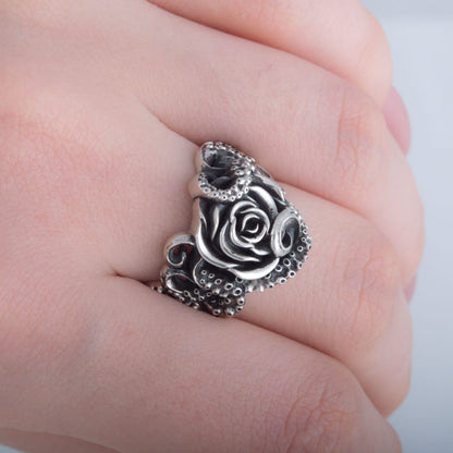 Handcrafted Eldritch Rose Ring - Sterling Silver