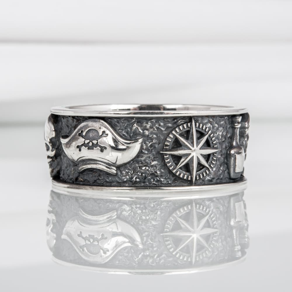 Handcrafted Pirate-Inspired Nautical Ring - Sterling Silver