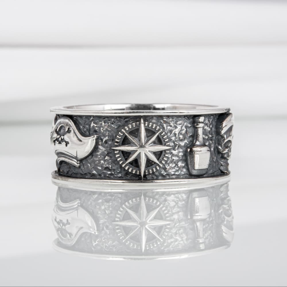 Handcrafted Pirate-Inspired Nautical Ring - Sterling Silver