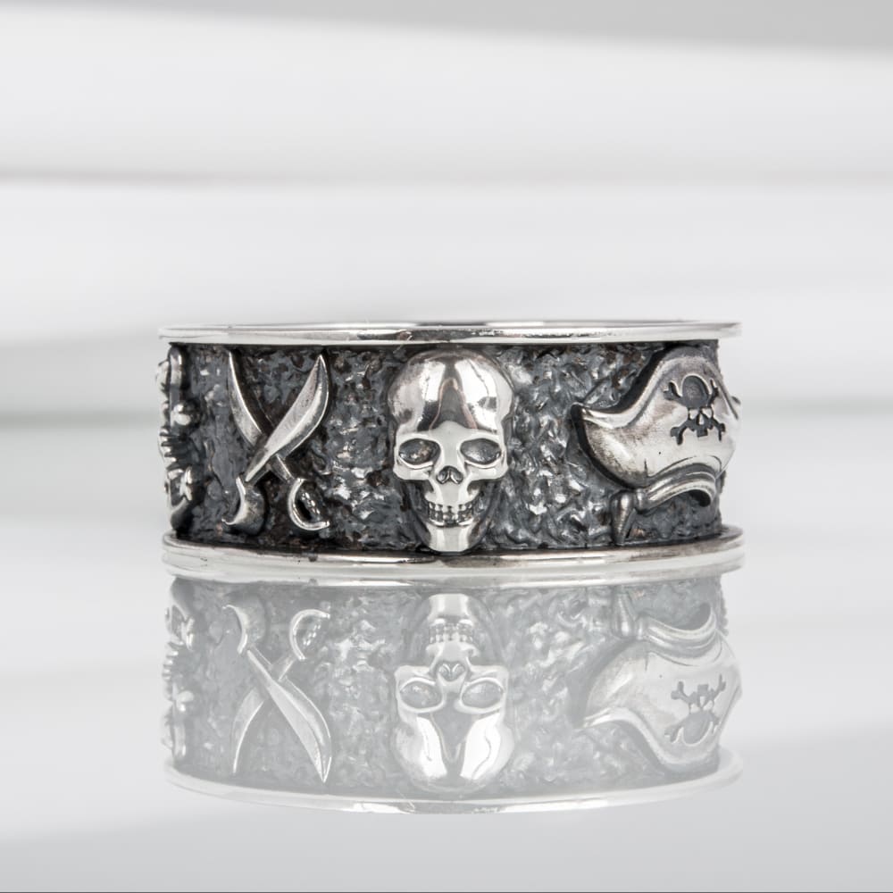 Handcrafted Pirate-Inspired Nautical Ring - Sterling Silver