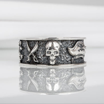 Handcrafted Pirate-Inspired Nautical Ring - Sterling Silver