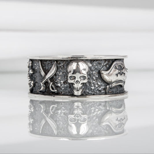 Handcrafted Pirate-Inspired Nautical Ring - Sterling Silver