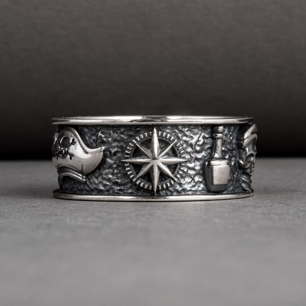Handcrafted Pirate-Inspired Nautical Ring - Sterling Silver
