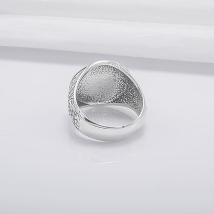 Handcrafted Anchor Crest Signet Ring - Sterling Silver