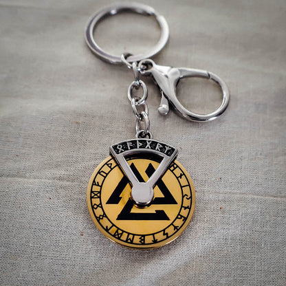 Golden Rune Fidget Keychain - Stainless Steel