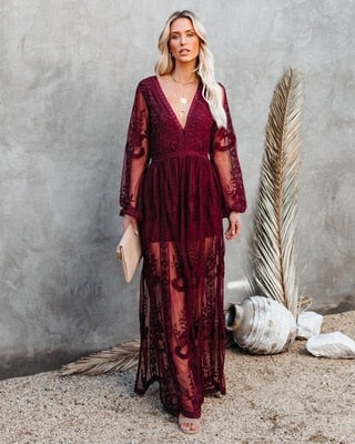 Eva | maxi vestido de encaje con abertura