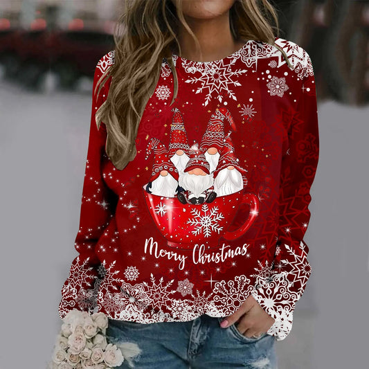 Zorana - Cálido jersey con escote redondo y estampado Merry Christmas para mujer