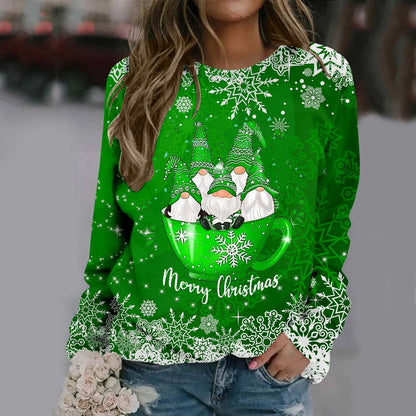 Zorana - Cálido jersey con escote redondo y estampado Merry Christmas para mujer