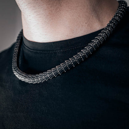 Rustic Jormungandr Serpent Necklace - Stainless Steel