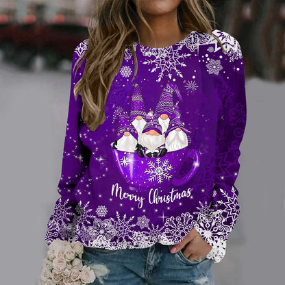 Zorana - Cálido jersey con escote redondo y estampado Merry Christmas para mujer