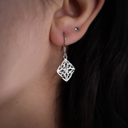 Celtic Intricate Knot Drop Earrings - Sterling Silver