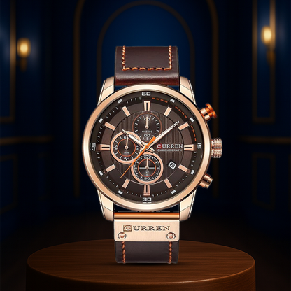 Jacob | Stylish Men’s Chronograph Watch with Brown Leather Strap | 47mm