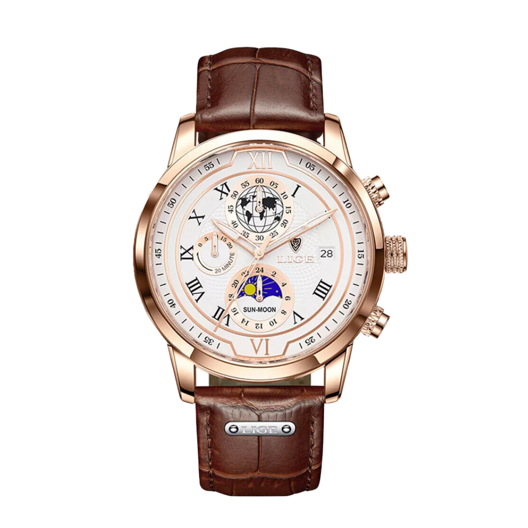 Liam | Celestial World-Time Leather Watch