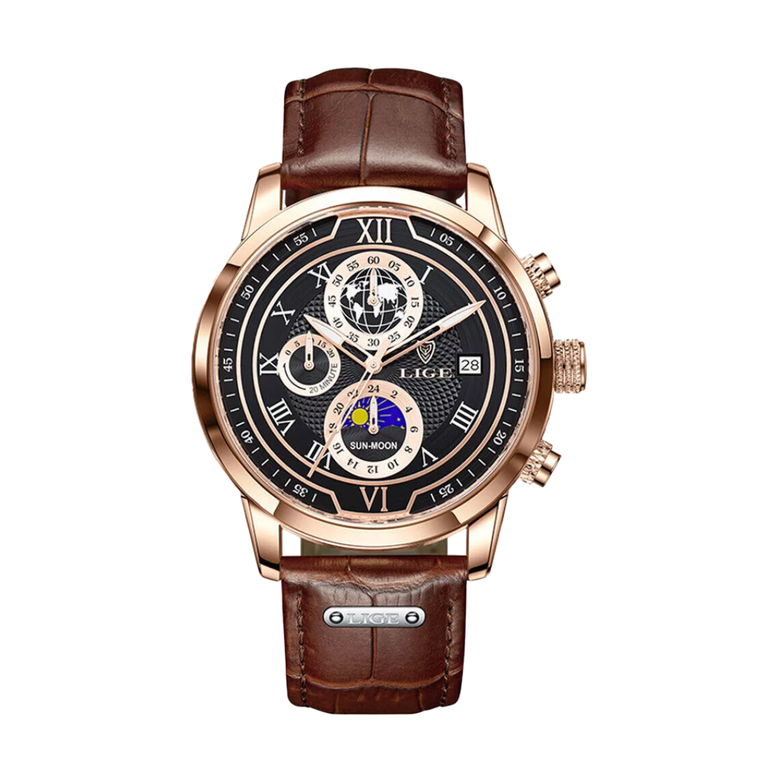 Liam | Celestial World-Time Leather Watch