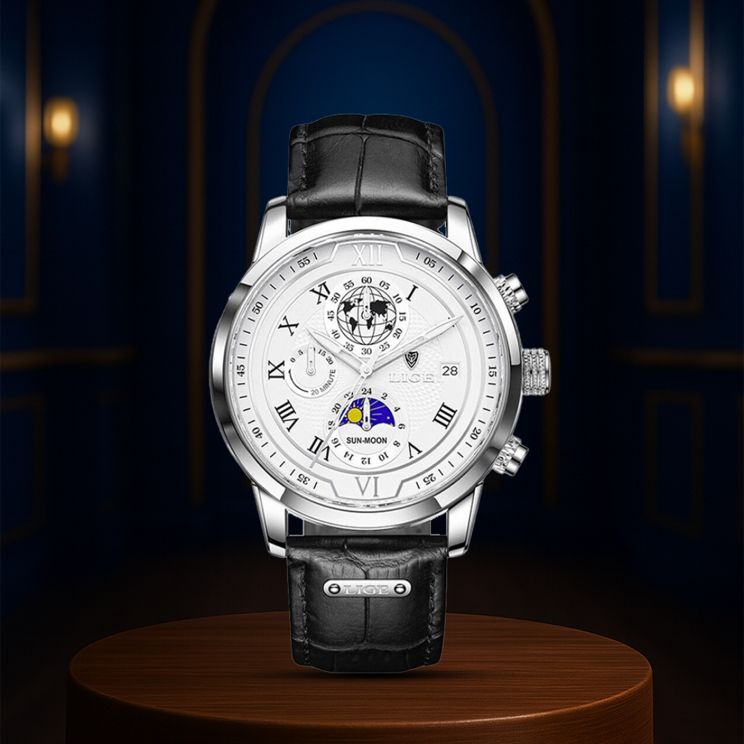 Liam | Celestial World-Time Leather Watch