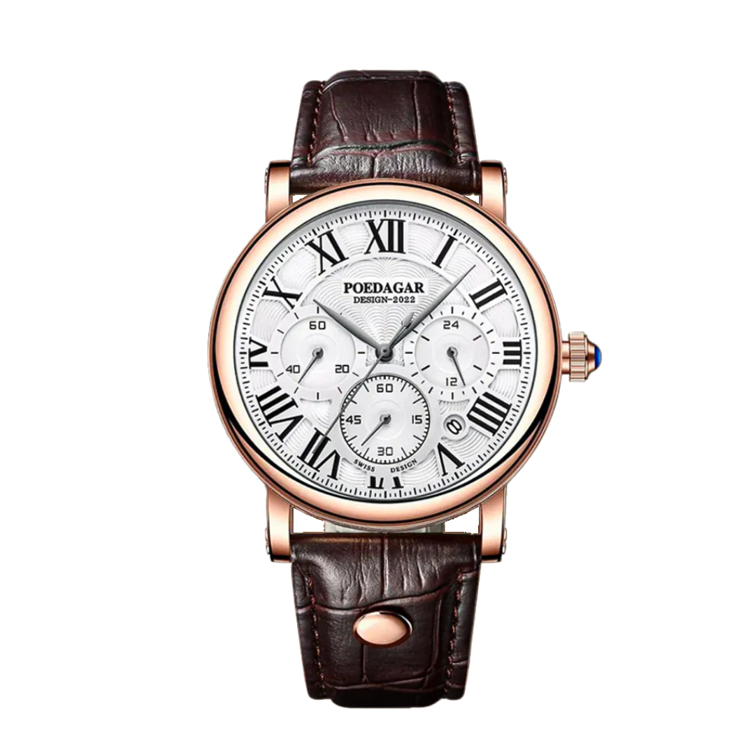 Lucas | Timed Precision Leather Chronograph Watch