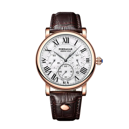 Lucas | Timed Precision Leather Chronograph Watch