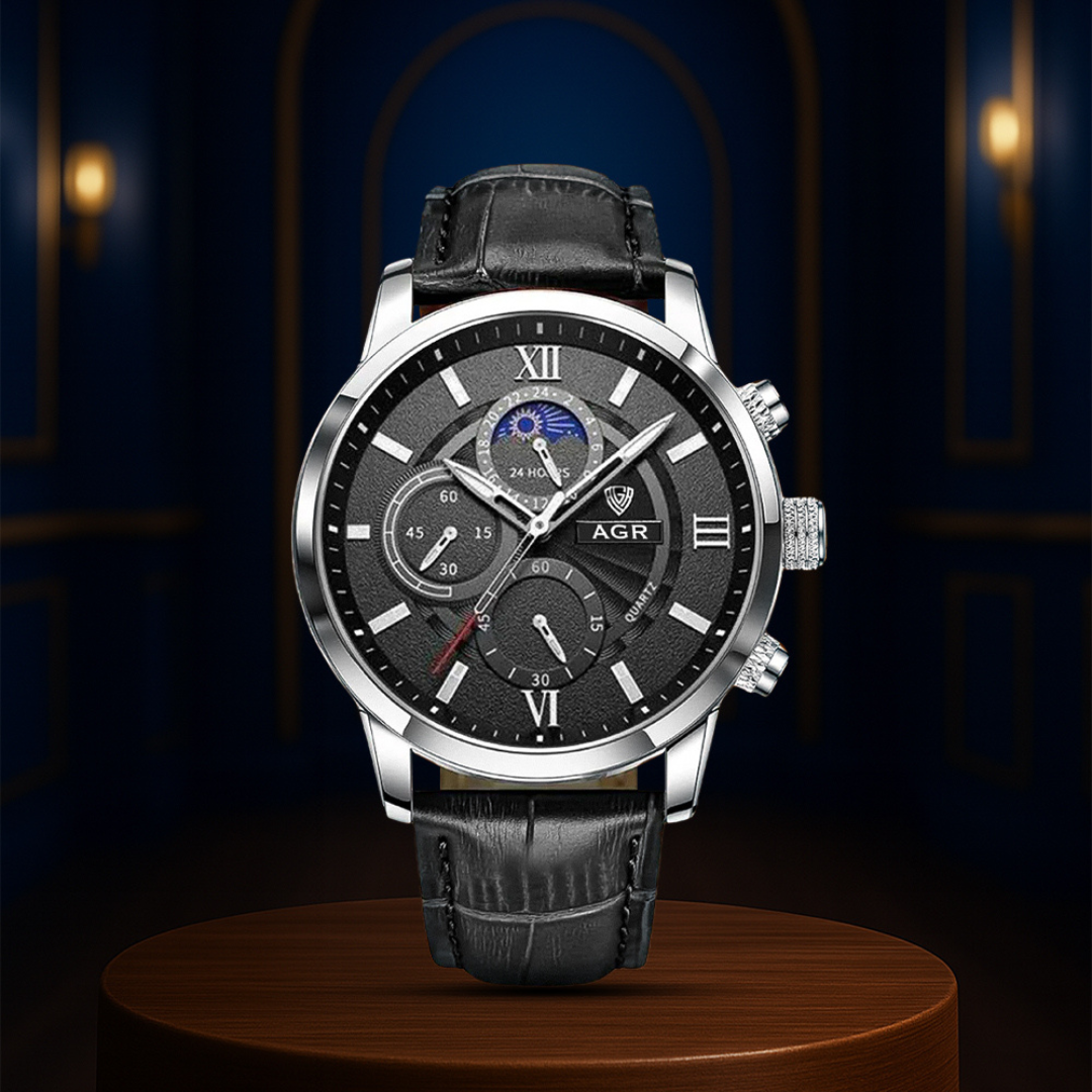 Ruben | Modern Moon Phase Leather Watch