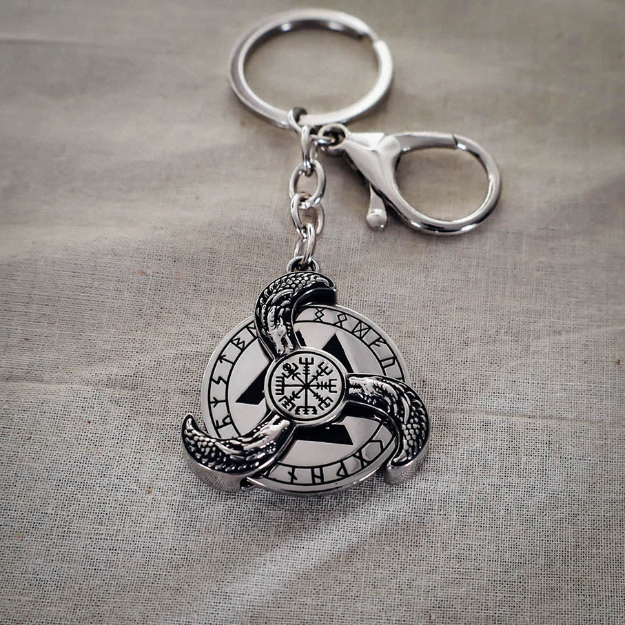 Norse Dragon Fidget Keychain - Stainless Steel