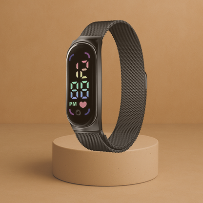 LED watch with magnetic strap for women