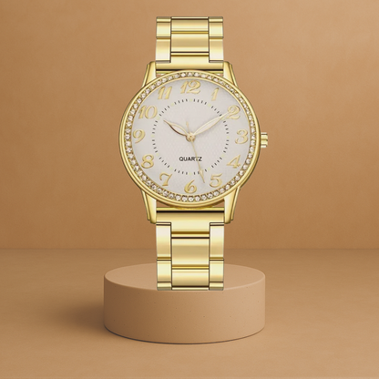 Eva | Women's quartz watch with round case and cubic zirconia