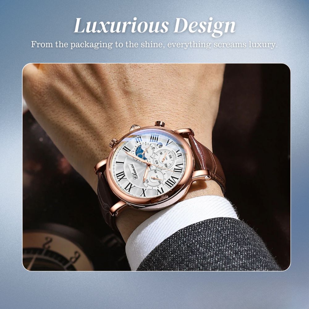 Gregory | Chrono Lunar Leather Watch | 44mm