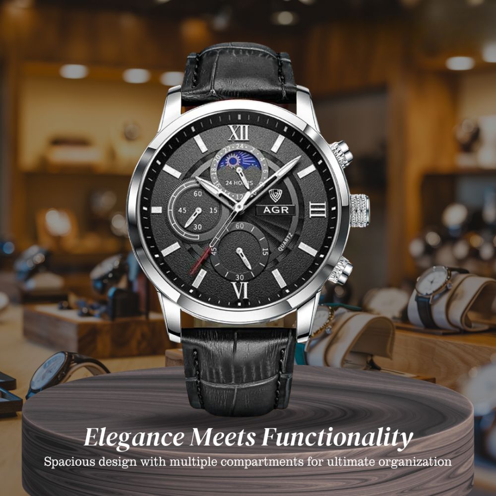 Ruben | Modern Moon Phase Leather Watch