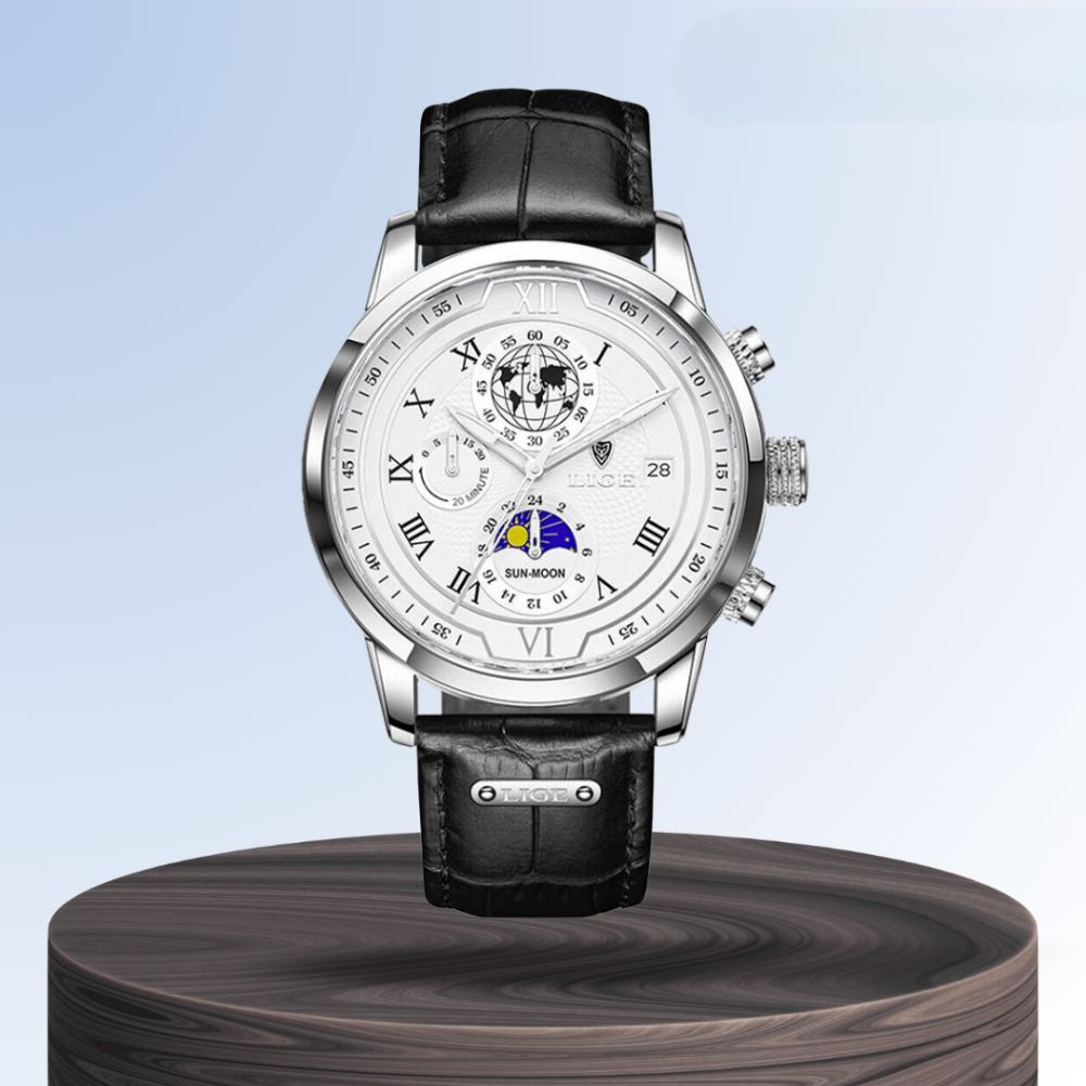 Liam | Celestial World-Time Leather Watch