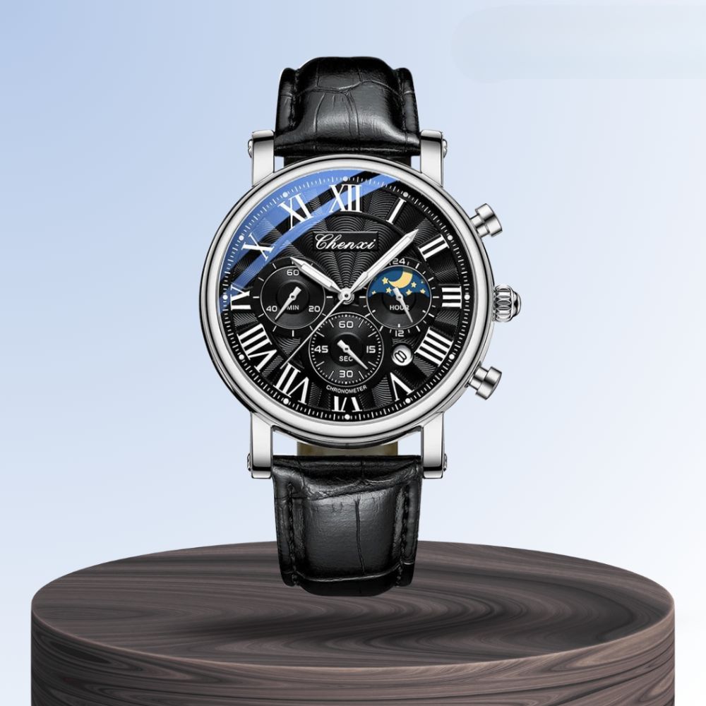 Gregory | Chrono Lunar Leather Watch | 44mm