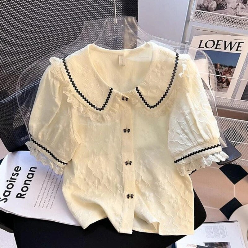 Rosme - Camisa de mujer con cuello Peter Pan