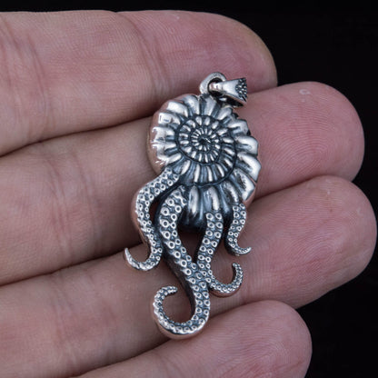 Handcrafted Nautilus of the Deep Pendant - Sterling Silver