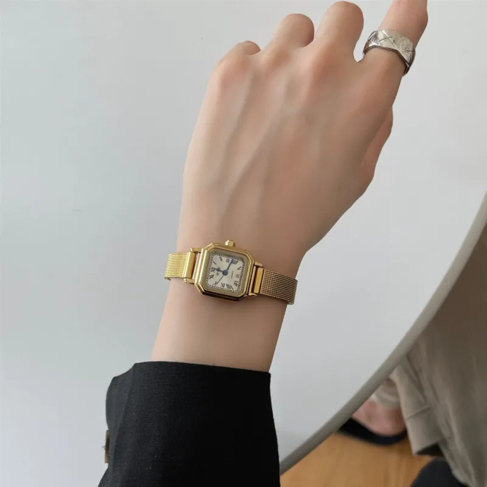 Zalene | Small Square Retro  Steel Watch