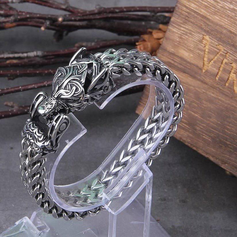 Celtic Fenrir's Bite Heavy Chain Bracelet - Stainless Steel