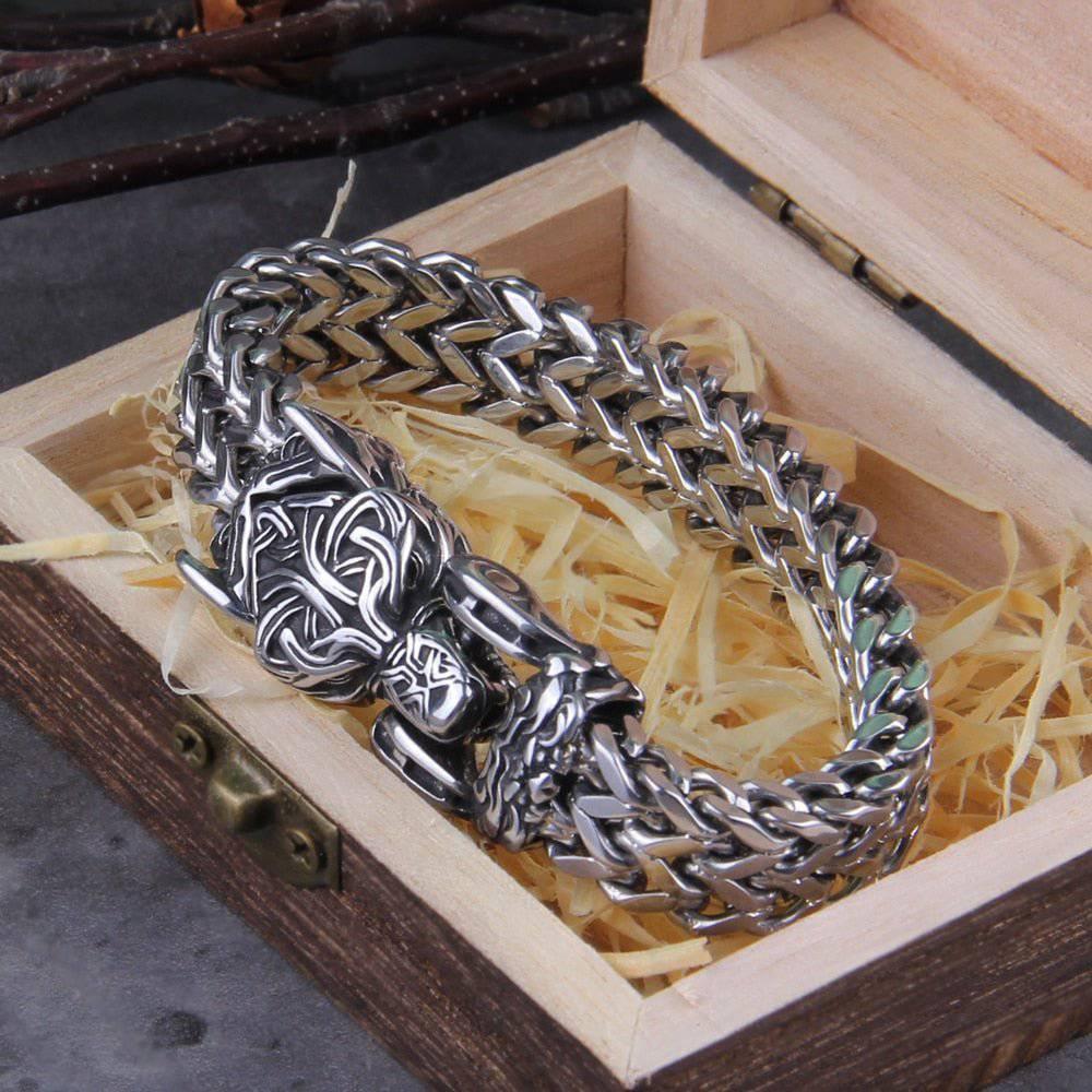 Celtic Fenrir's Bite Heavy Chain Bracelet - Stainless Steel