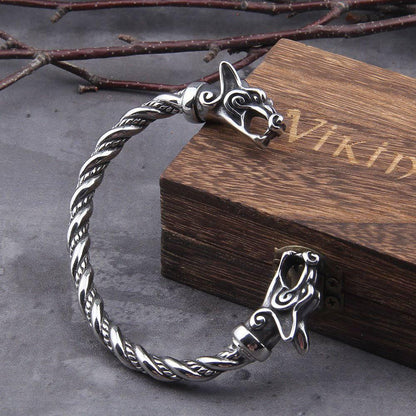 Celtic Wolf Torc Bracelet - Stainless Steel
