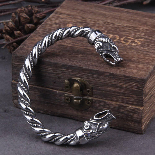 Dragon Head Torc Bracelet - Stainless Steel